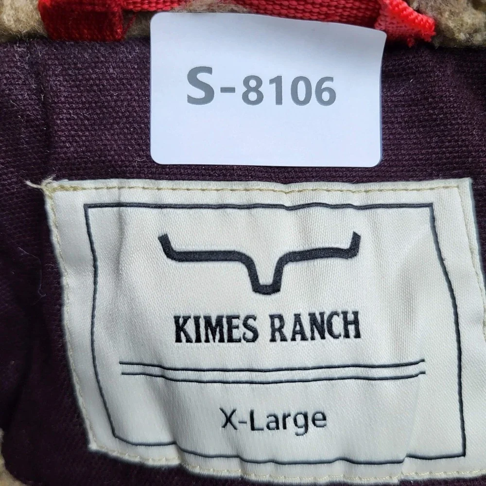 Kimes Ranch Men Jacket XL Burgundy AWA Western‎ Embroidered Sherpa Faux Fur